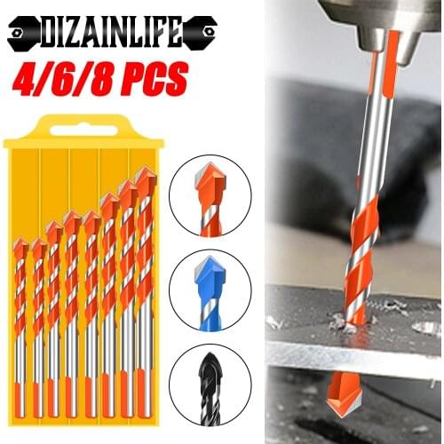 3-12mm Multifunctional Glass Drill Bit Triangle Diamond Drill Set Wood Punching Hole Saw Ceramic Tile Concrete Brick Metal Drill