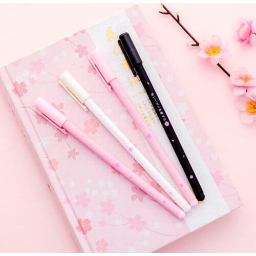 48 pcs/lot Sakura Gel Pen Cute Cherry blossom black ink Signature pens Promotional Gift Stationery School writing Supplies