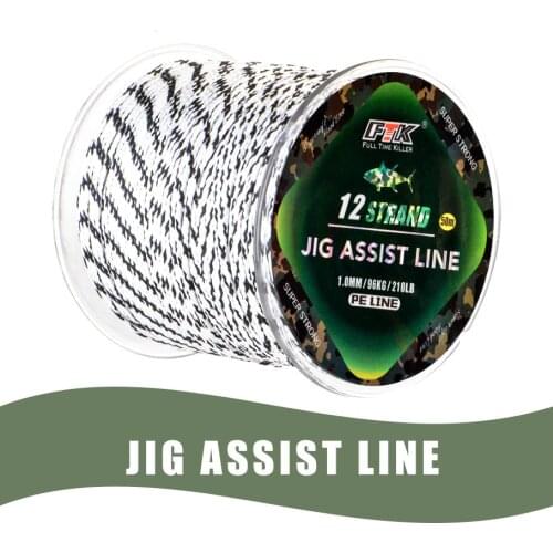 50M 12 Strands Jig Assist Line PE Braided Wire 70LB-210LB Excellent Spear Gun Line Super Strong Multifilament Rope Cord