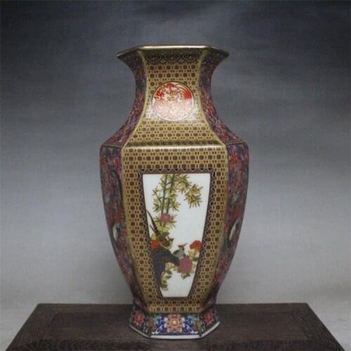 9 Antique QingDynasty porcelain vase,Enamel flowers & birds bottle ,Hand-painted crafts,Decoration,Collection&Adornment