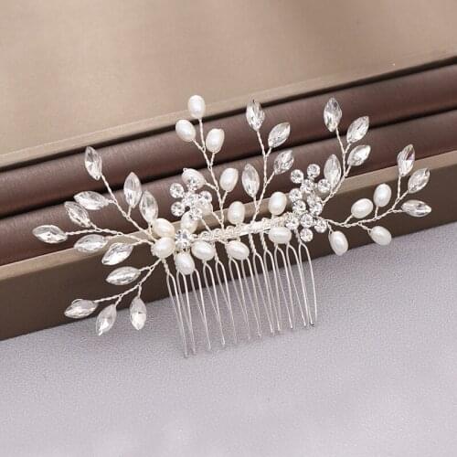 ACRDDK Luxury Crystal Rhinestone Bridal Hair Comb Handmade Flower White Wedding Bridal Women Headwear Jewelry SL