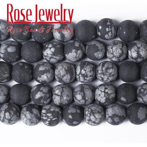 Natural Matte Black Snowflake Obsidian Jaspers Beads Dull Polish Snowflake Stone Beads For Jewelry Making 4 6 8 10 12mm 15