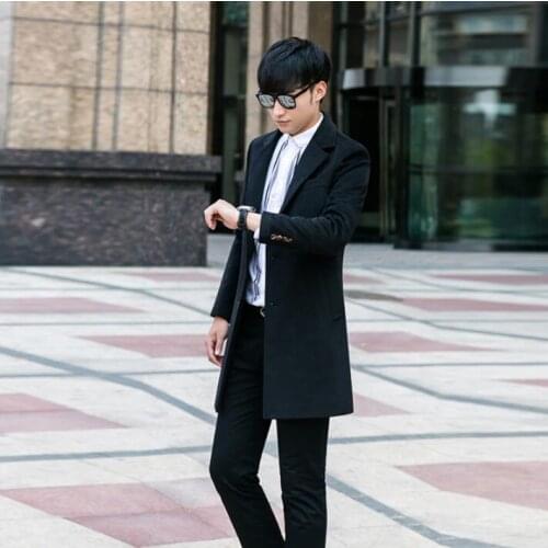 Black casual woolen coat men trench coats long sleeves overcoat mens cashmere coat casaco masculino clothes 9XL england 917