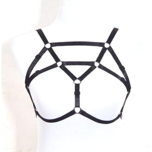 Black Geometry Wonen Exotic Apparel Sexy Harness Cage Bra New Gothic Harajuku Sexy Lingerie Summer Style Body Harness Cage Bra