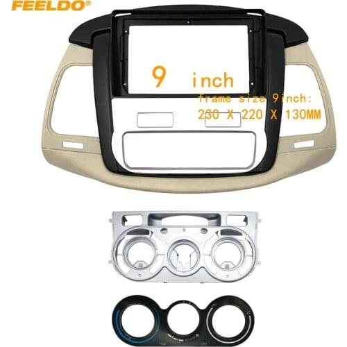 FEELDO Car Stereo 9" Big Screen 2Din Fascia Frame Adapter For Toyota Innova Crysta Dash Audio Fitting Panel Frame Kit #HQ6506