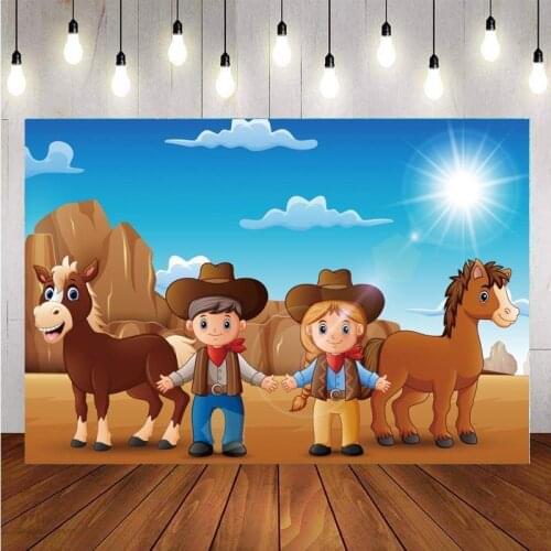 In Wild West Photography Backdrop Cowboy And Cowgirl Birthday Party Desert Horse Background Photo Studio Decor Banner Prop