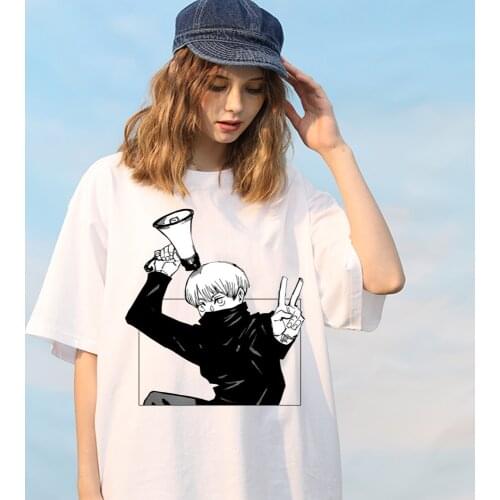 Jujutsu Kaisen Japanese Cartoon Print Short Top Harajuku Casual Fashion Hip Hop Cool Girl Women T-shirt