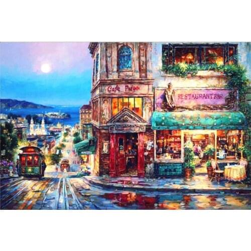 14/16/18/28 Oil Painting scenery Town Handmade Needlework Embroidery DIY DMC Cross Stitch Kits Crafts 14CT Unprinted Home