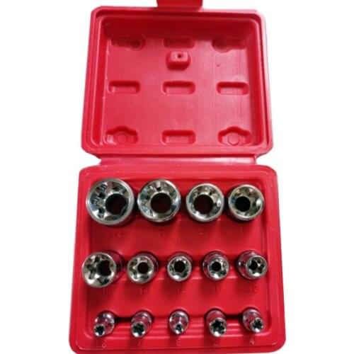 14PC E Torx Star Female Bit Socket Set with a Strong Case CRV 1/2"/3/8"/1/4" Drive E4 -E24 Wrench high quality