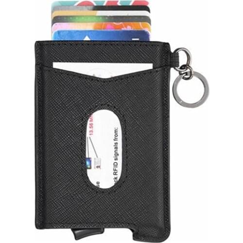 Anti-theft Rfid Wallet Cowhide Keychain Business Card Holder Card Minimalist Leather Card Holder Id Card Holder Travel Wallet