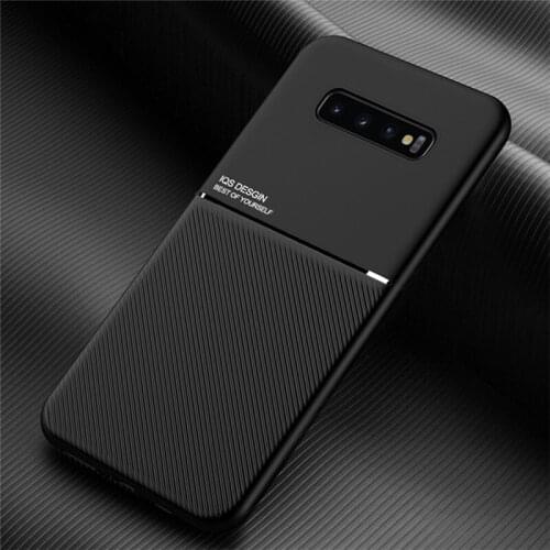 Phone Leather Texture Matte Silicone Case For Samsung Galaxy S20 Plus FE Ultra Magnetic Car Plate Cover