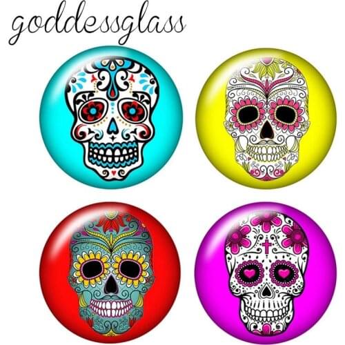 Fashion Beauty Punk Skull 10pcs 12mm/18mm/20mm/25mm Round photo glass cabochon demo flat back Making findings ZB0466