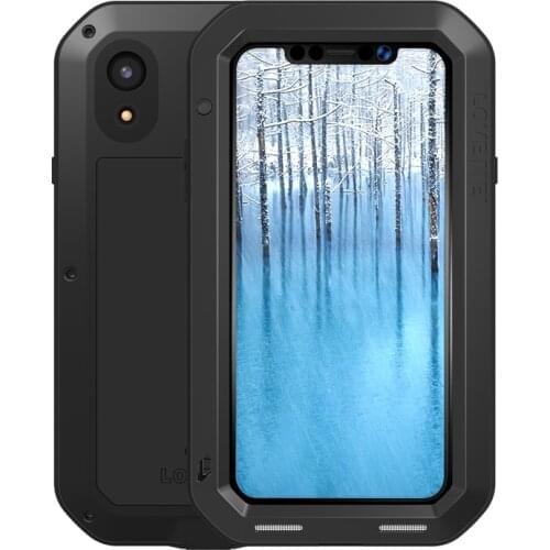 LOVEMEI Luxury Dirt-resistant Anti-knock Metal Aluminum Cases Cover with Gorilla Glass for iPhone XR 6.1" Heavy Duty Protection