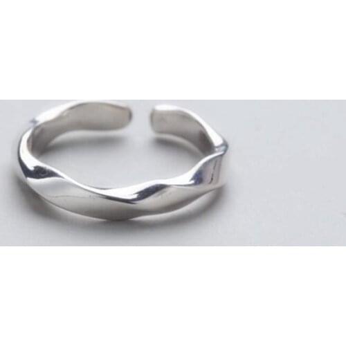 Sole Memory Cute Twisted Wave Geometry Sweet 925 Sterling Silver Female Resizable Opening Rings SRI403
