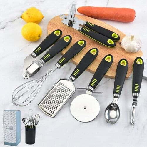 7pcs Stainless Steel Kitchen Gadget Set TPR handle Kitchen Utensil With Storage Box Can Opener Cutter Kitchenwares Cooking Tools