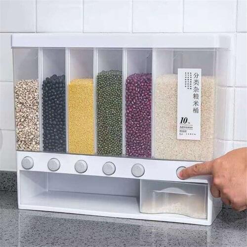 Wall Mounted Food Storage Box Grain dispenser Plastic Container Organizer Kitchen Storage Bottles Jars Dried Grains Tank Box