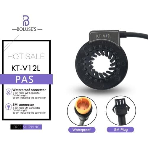 V12L Ebike Pedal Assistant Sensor 3Pin SM Waterproof Connector Left Side PAS Sensor for Electric Bike Bicycle Accessories