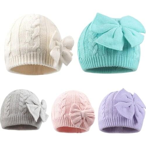 Thick Knitted Beanie Hats with Eye-Catching Bowknot Winter Cap Balaclava Beanie Hat Caps for Winter Warm Keeping & Windproof