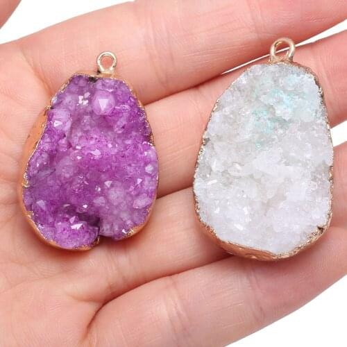 Stone Pendant Irregular Druzy Crystal Tooth Pendant for Jewelry Making DIY Accessories Bracelet Nacklace 25x35-25x40m