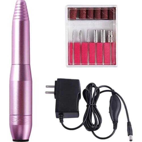 Portable Electric Nail Drill Professional Nail Drill Kit Polishing Tools w/6Pcs Nail Drill Bits, 6 Sanding Bands US