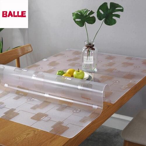BALLE Transparent 1.5mm PVC Tablecloth Protector Desk Pad Soft Glass Dining Oil-Proof Table Cover Heavy Duty Anti-Scalding Mat