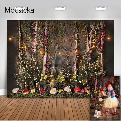 Fairy Tale Forest World Backdrop for Photography Newborn Kids Cake Smash Portrait Photo Background Studio Safari Woodland Jungle