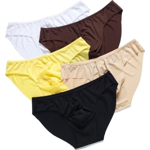 Underwear for men ice silk summer seamless briefs male casual underpants mens shorts gay underwear plus size pants wholesale