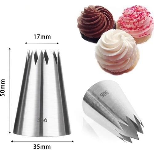 1PC Large Open Star Piping Nozzle Cake Decorating Tools Stainless Steel Icing Cream Nozzles Bakeware Pastry Tips #366 10 Teeth
