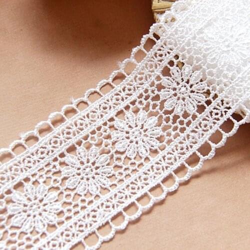 1 Yard Guipure Embroiderey Lace Polyester White Flower Lace Sewing Garment Accessories 5.5cm