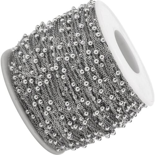 10 Meters Bulk Fancy Stainless Steel Satellite Chain Anti Tarnish Bead Ball Cable Chain for Necklace Choker Anklet Making