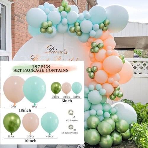 187pcs New Arrival Summer Fresh Macaron NEELAM Balloon Set Ins Wedding Kids Boys Birthday Party Baby Shower Decoration