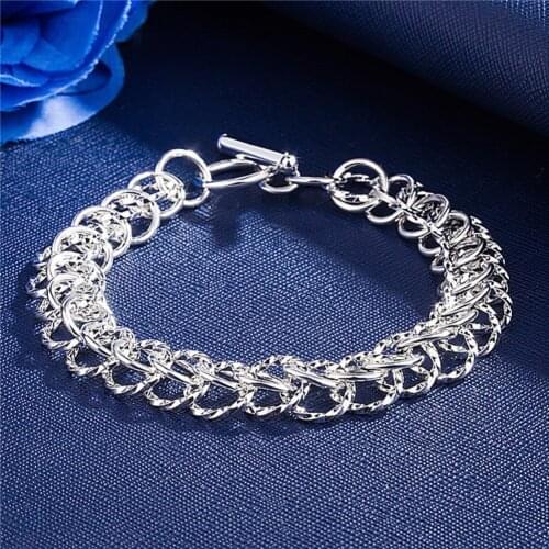 Hot 925 sterling silver beautiful circle chain Bracelets for woman men fashion fine Wedding party noble Jewelry Holiday gift