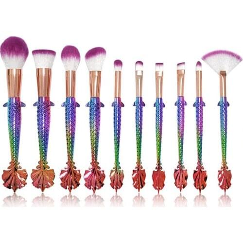New multicolor makeup set,Soft Mermaid shape Cosmetics Brush set,High Quality Lucky Fish Brushes kit,Fiber Brush Head for Makeup