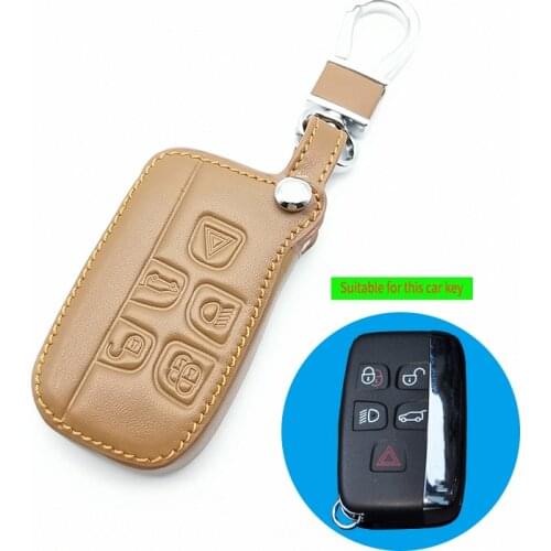 100% leather car key case for Land Rover Range Rover Sport Evoque Freelander 2 XJ XJL for Jaguar XE XF X-X16 V12 protect shell