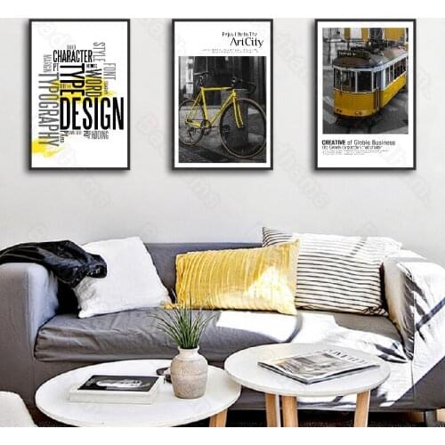 Nordic Style Building Living Room Decorative Painting Frameless Painting Triptych Sofa Background Wall Painting Bedroom Mural