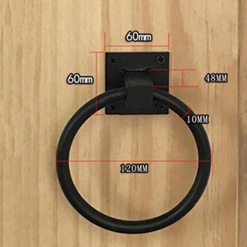 Diameter 12CM Retro Simple black gold drop ring Surface mounted solid wooden door wooden chair wooden sofa back handle pull knob