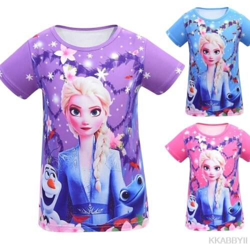 Disney Frozen Elsa Girls 3D Print T-Shirts Kids Fashion Girls Sports Kids Clothes Cool Tees Toddler Baby Tshirts