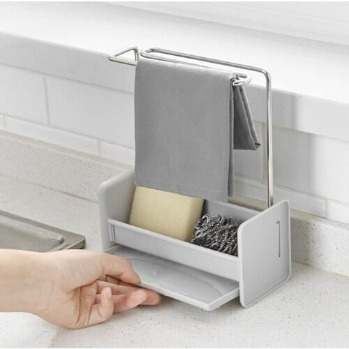 Kitchen Sink Double Draining Sponge And Cloth Organiser Holder Caddy Basket Tools