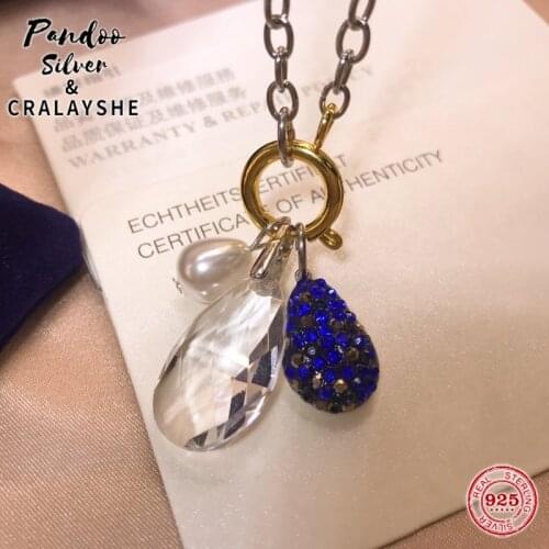 Trend S925 Sterling Silver Jewelry 1:1 Original Copy,Removable Water ELEMENT Adjustable Necklace Gift For Female With Logo