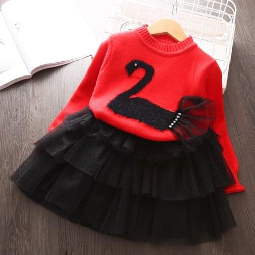 Girls clothing set suit Tutu Skirt + sweater Pullover 2 pieces Children outfits Kids Girl Cute Christmas Cute wear 3 4 5 6 years