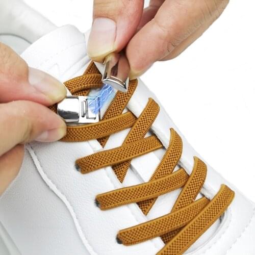 Magnetic 1Second Locking Elastic No Tie Shoelaces For Kids and Adult Quick Lazy Metal Lock Laces Shoe Strings