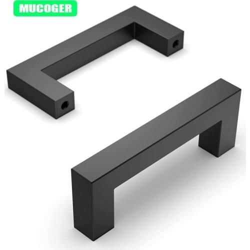Matte Black Square Cabinet Handles Kitchen Drawer Hardware Furniture Door Knobs Cupboard Cabinets Pulls