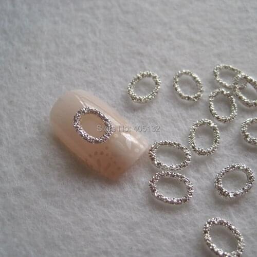 MD-726 3D 50pcs/bag Silver Oval Nail Decoration Metal Shinny Deco Metal Nail Art Decoration