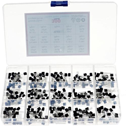 300pcs 15 Values Transistor Assorted Kit TO-92 S9012 S9013 S9014 S8050 S8550 2N3904 2N3906 BC327 BC337 TL431 MPSA42 MPSA92 A1015