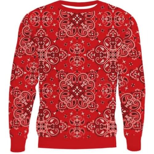 New Fashion Men Women 3D Printed Bandana Sweatshirt Paisley Sleeve T Shirt Sport Pullover Tops Tees v7