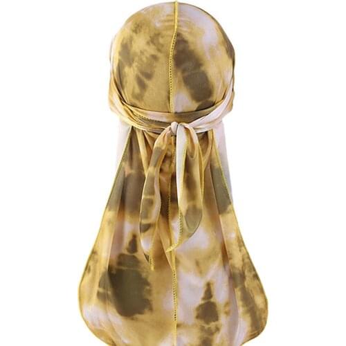 New tie-dyed Silkly Durag Floral Printing Bandanas for Men Wave Cap