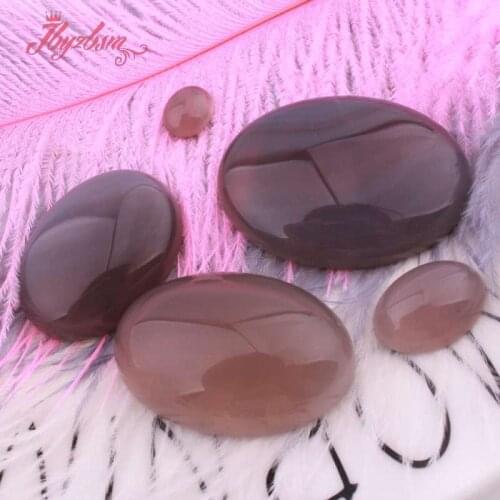 Oval Round Gray Agates CAB Cabochon Flatback Dome Undrilled Natural Stone Beads For DIY Pandandt Earring Ring Jewelry Making 5pc