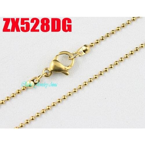 Plated golden color 1.2mm ball chain with lobster clasp stainless steel necklace beads chains fashion jewelry 20pcs ZX528DG