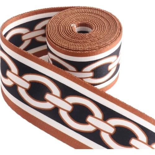 4 Yards 2 Inch Webbing Chain Pattern Webbing Bag Strap 50mm Cotton Webbing Nylon Webbing Canvas Webbing Brown Woven Belt Stripe