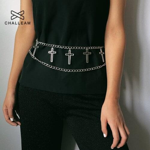 Women Chain Belt Female Cross Pendant Gold Belts Ladies Designer Brand Punk Multi Layer Tassel Silver Waist Chains 324